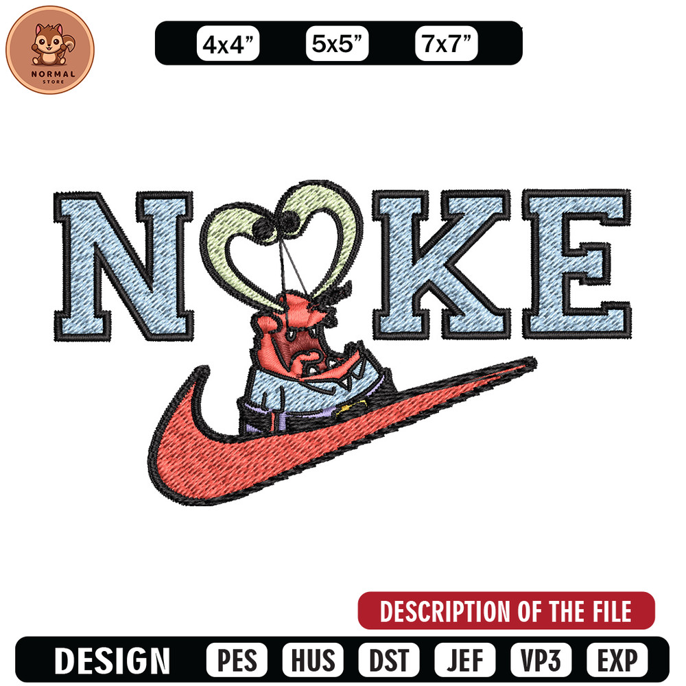 Nike krab Embroidery Design, Spongebob Embroidery, Nike Embroidery, Embroidery File, Logo shirt,Digital download.jpg