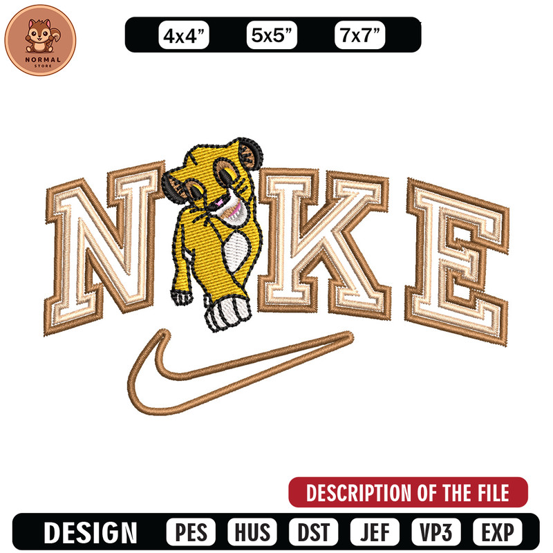 Nike lion child embroidery design, Lion king embroidery,Nike design, Embroidery shirt, Embroidery file, Digital download.jpg