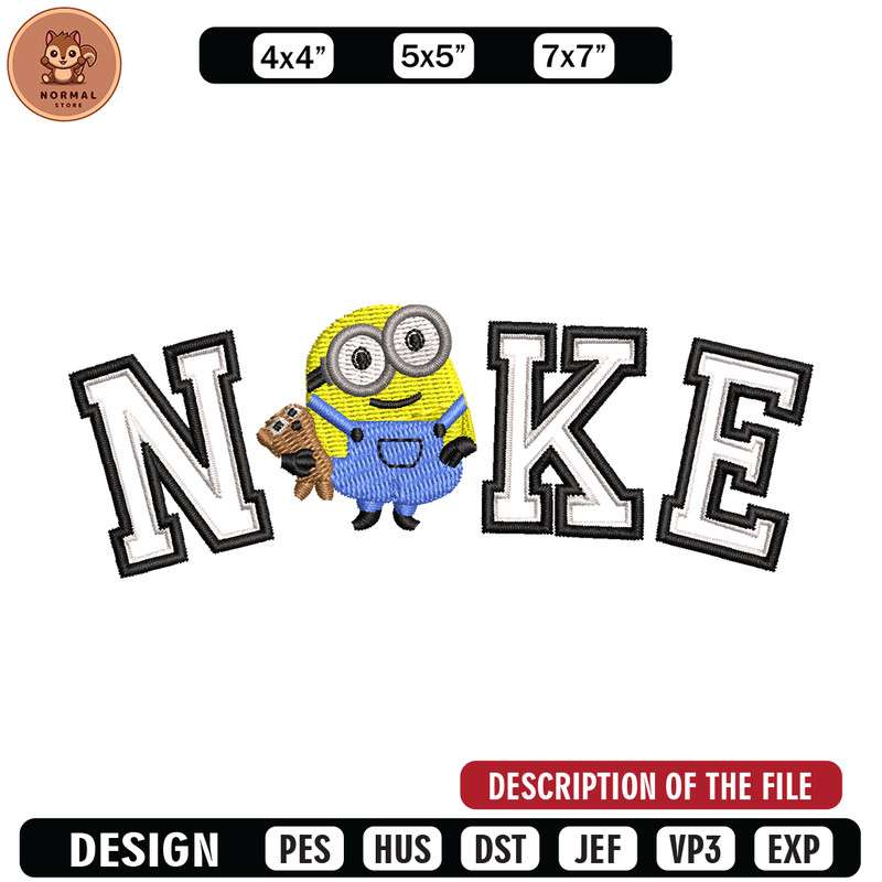 Nike minion embroidery design, Minion embroidery, Nike design, Embroidery shirt, Embroidery file, Digital download.jpg