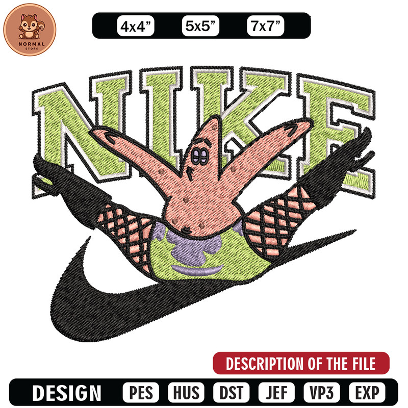 Nike patrick Embroidery Design, Spongebob Embroidery, Nike Embroidery, Embroidery File, Logo shirt, Digital download.jpg