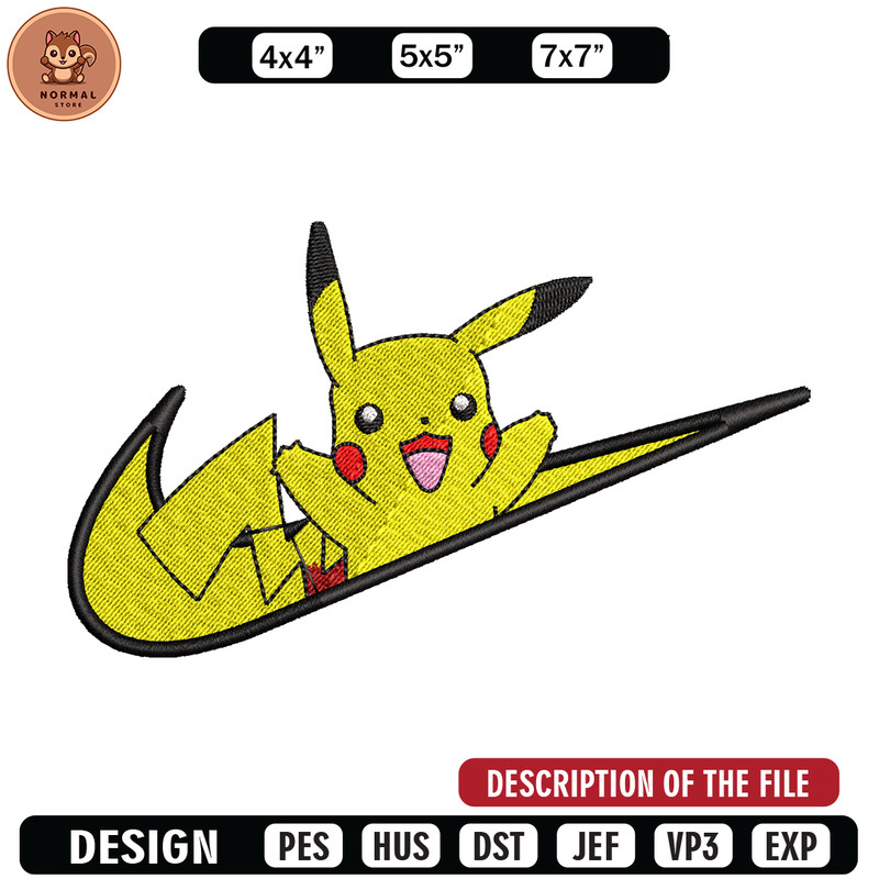 Nike Pikachu embroidery design, Pokemon embroidery, Nike design, anime design, anime shirt, Digital download.jpg