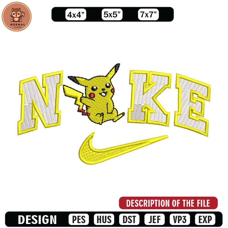 Nike pikachu embroidery design, Pokemon embroidery, Nike design, Embroidery shirt, Embroidery file, Digital download.jpg