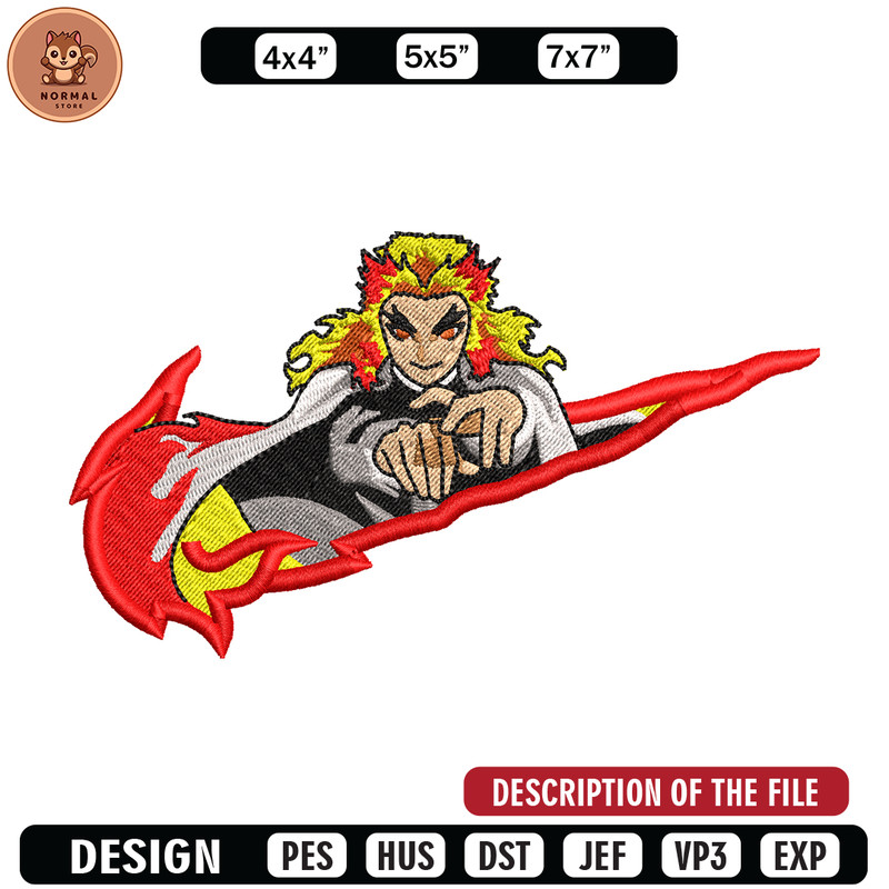 Nike Rengoku embroidery design, Kimetsu no Yaiba embroidery, Nike design, anime design, anime shirt, Digital download.jpg