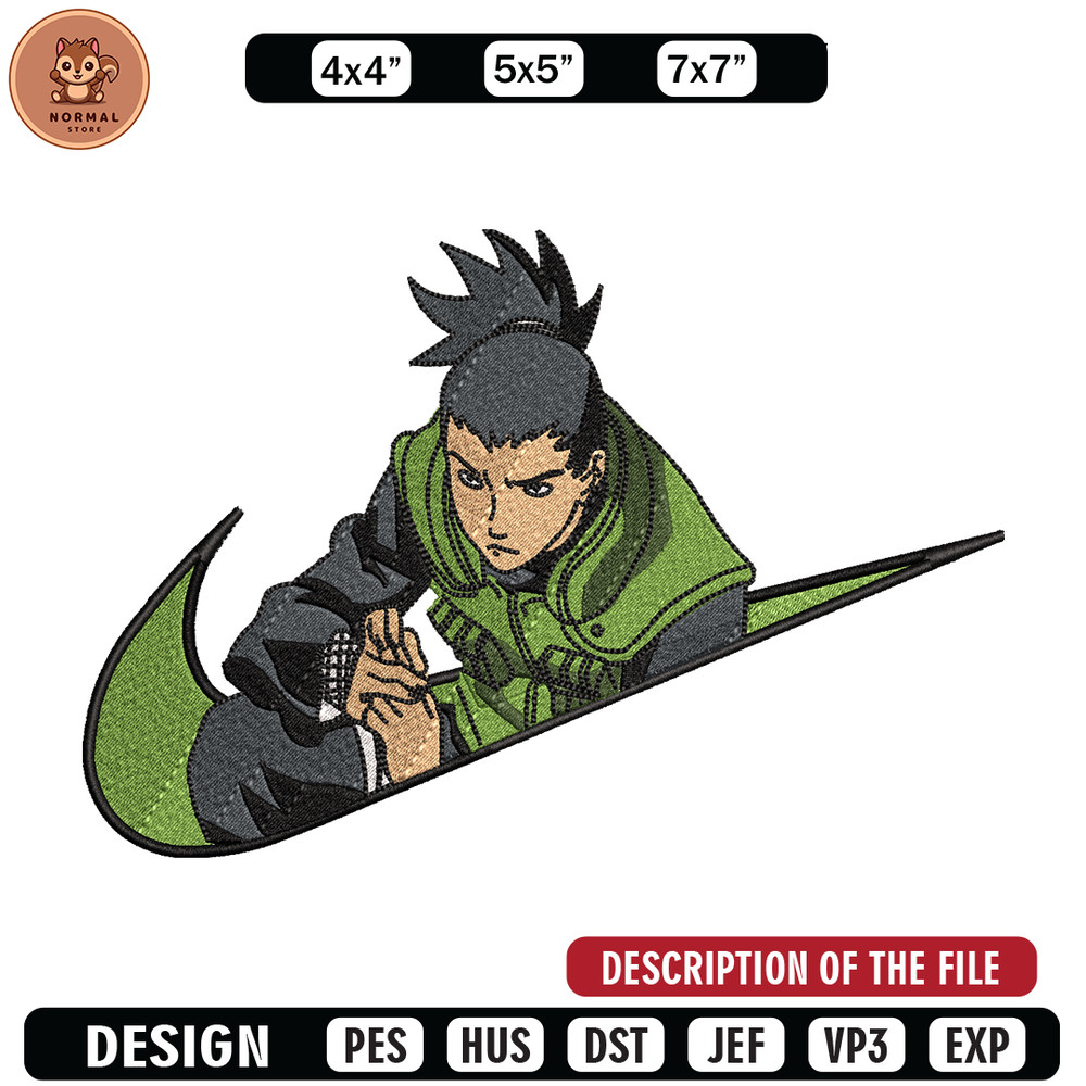 Nike Shikamaru embroidery design, Naruto embroidery, Nike design, anime design, anime shirt, Digital download.jpg
