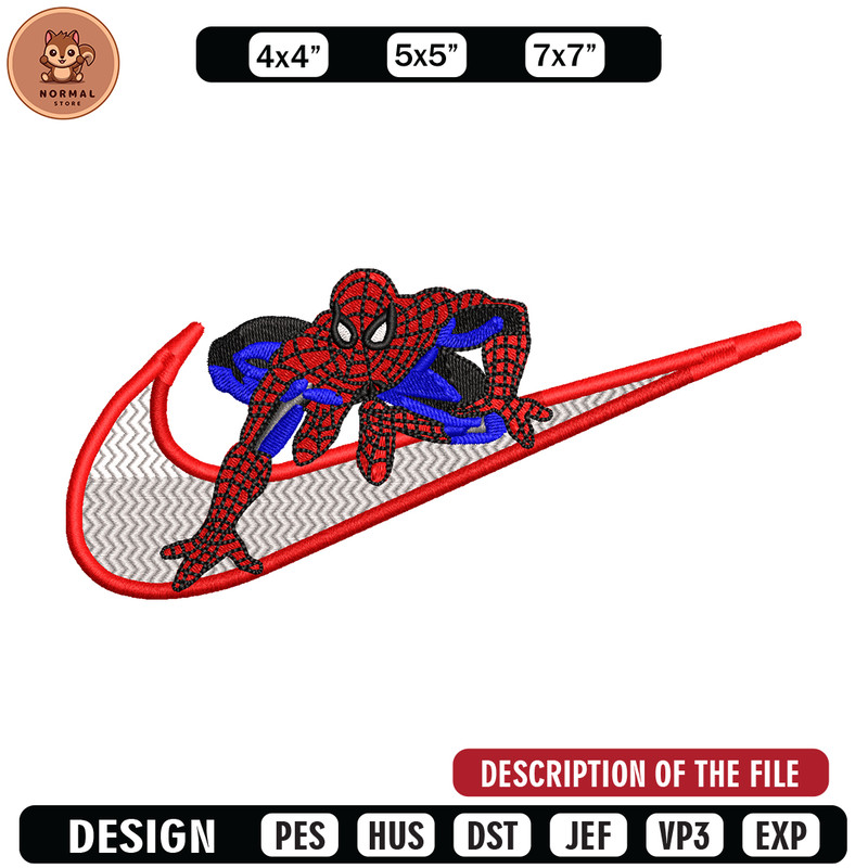 Nike Spiderman Logo embroidery design, Spiderman embroidery, Nike design, movie design, movie shirt, Digital download.jpg