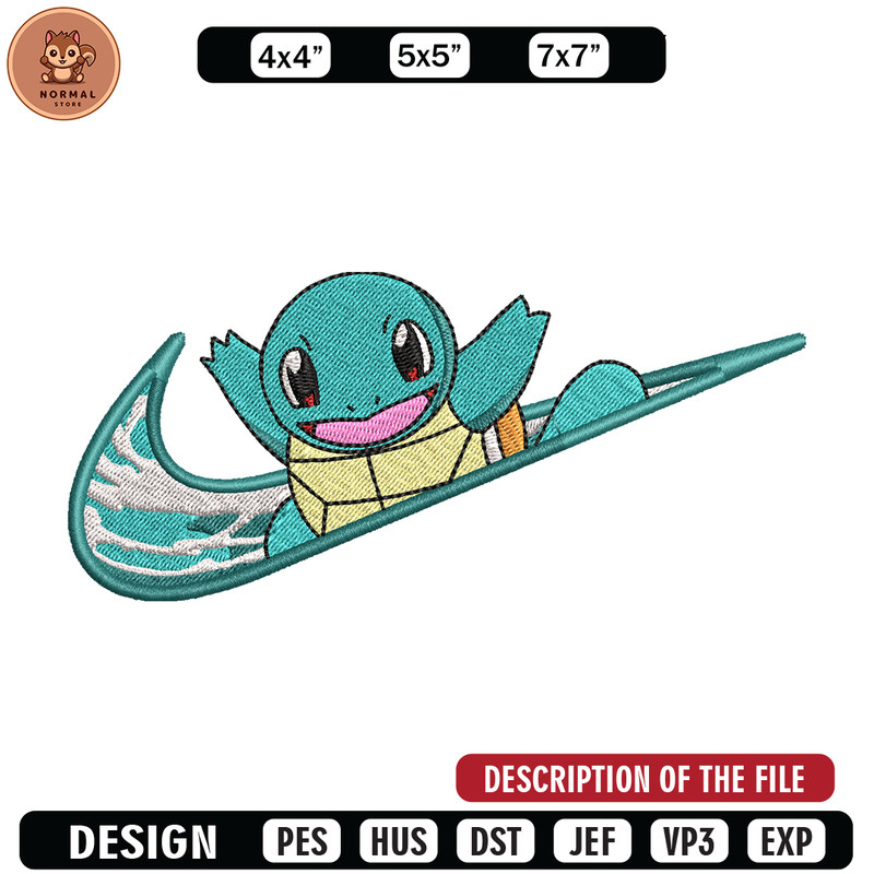 Nike Squirtle embroidery design, Pokemon embroidery, Nike design, anime design, anime shirt, Digital download.jpg