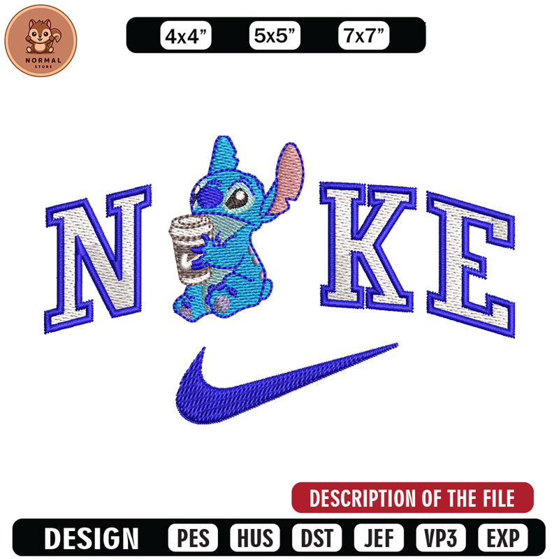 Nike stitch coffee embroidery design, Stitch embroidery, Nike design,Embroidery shirt, Embroidery file, Digital download.jpg