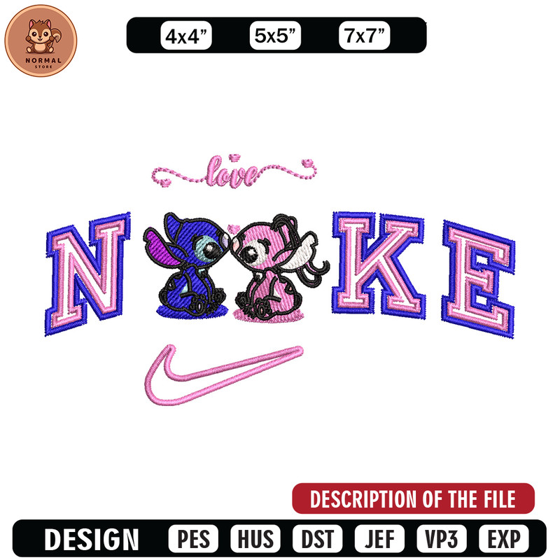 Nike stitch couple embroidery design, Stitch embroidery, Nike design, Embroidery file,Embroidery shirt, Digital download.jpg