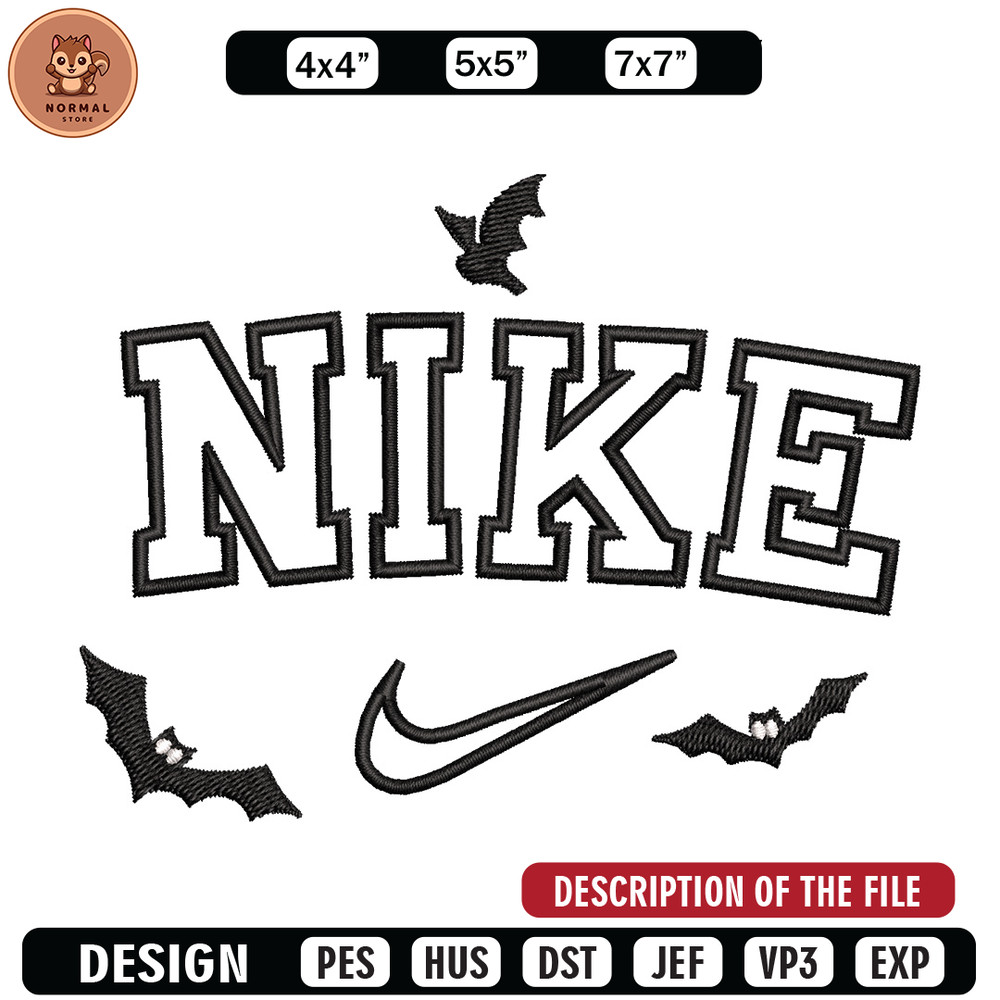 Nike x bat embroidery design, Bat embroidery, Nike design, Embroidery shirt, Embroidery file,Digital download.jpg