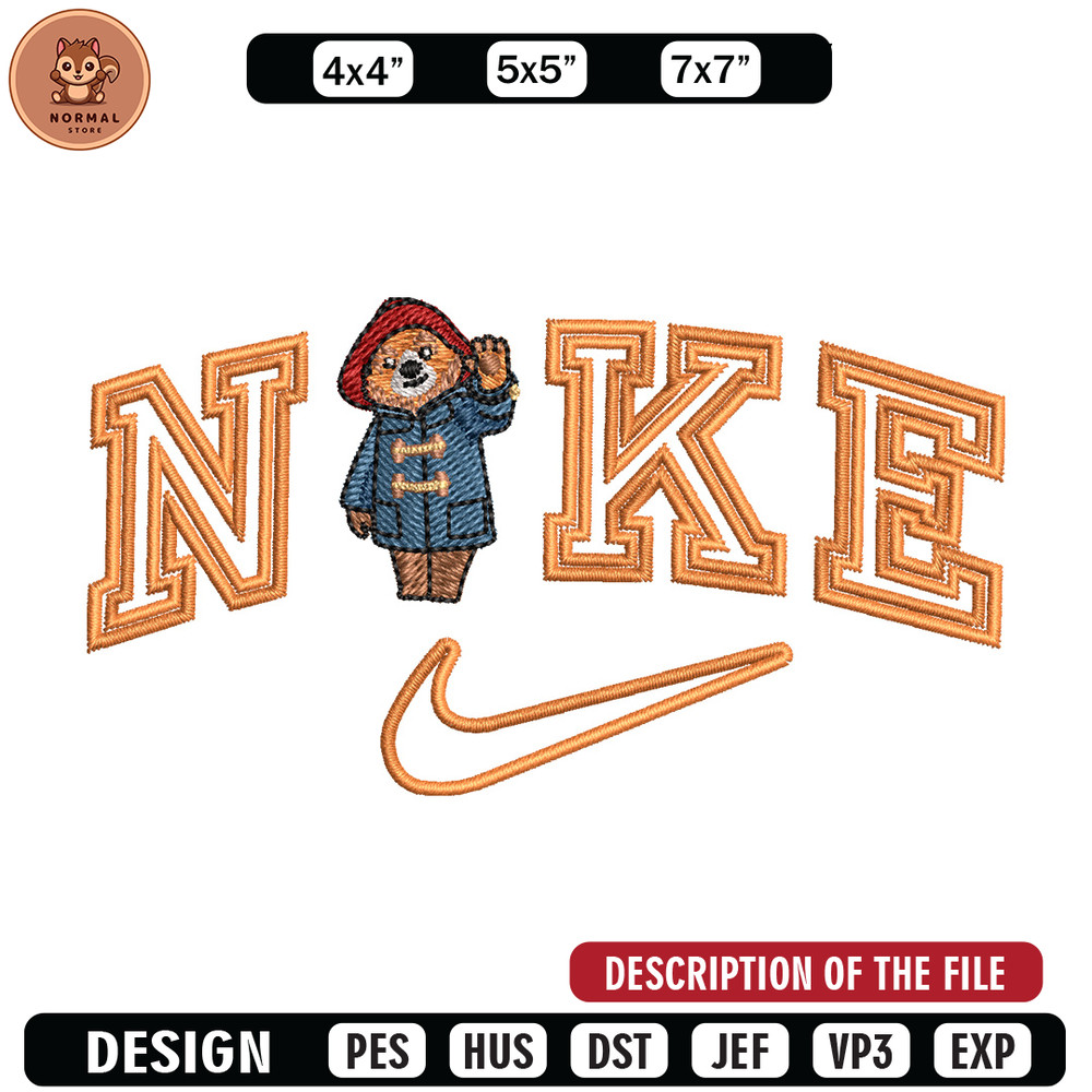Nike x bear embroidery design, Bear embroidery, Nike design, Embroidery shirt, Embroidery file,Digital download.jpg