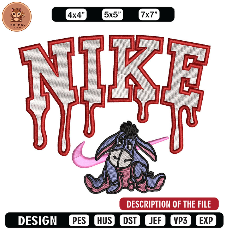 Nike x donkey embroidery design, Eeyore embroidery, Nike design, Embroidery shirt, Embroidery file, Digital download.jpg