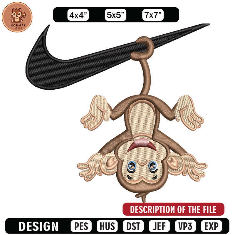 Nike x monkey embroidery design, Monkey embroidery, Nike design, Embroidery shirt, Embroidery file, Digital download.jpg