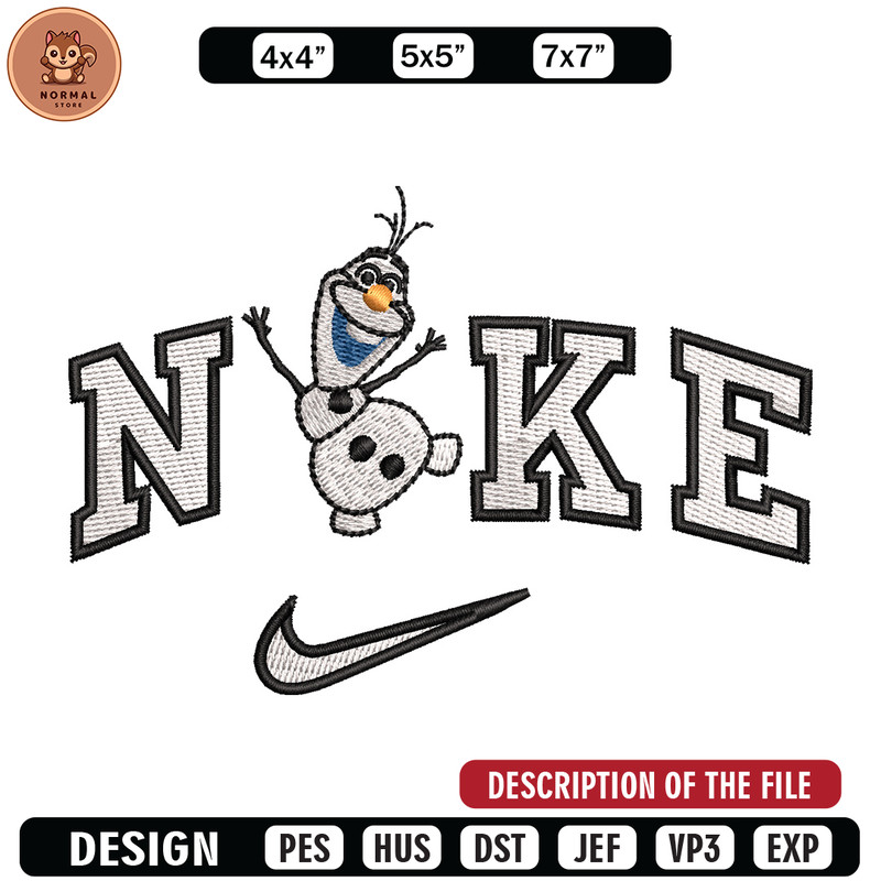 Nike x olaf embroidery design, Disney embroidery, Nike design, Embroidery shirt, Embroidery file, Digital download.jpg