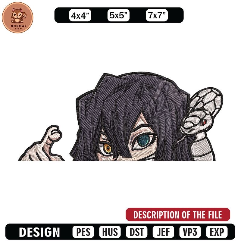 Obanai Peeker Embroidery Design, Demon slayer Embroidery, Embroidery File, Anime Embroidery, Digital download.jpg