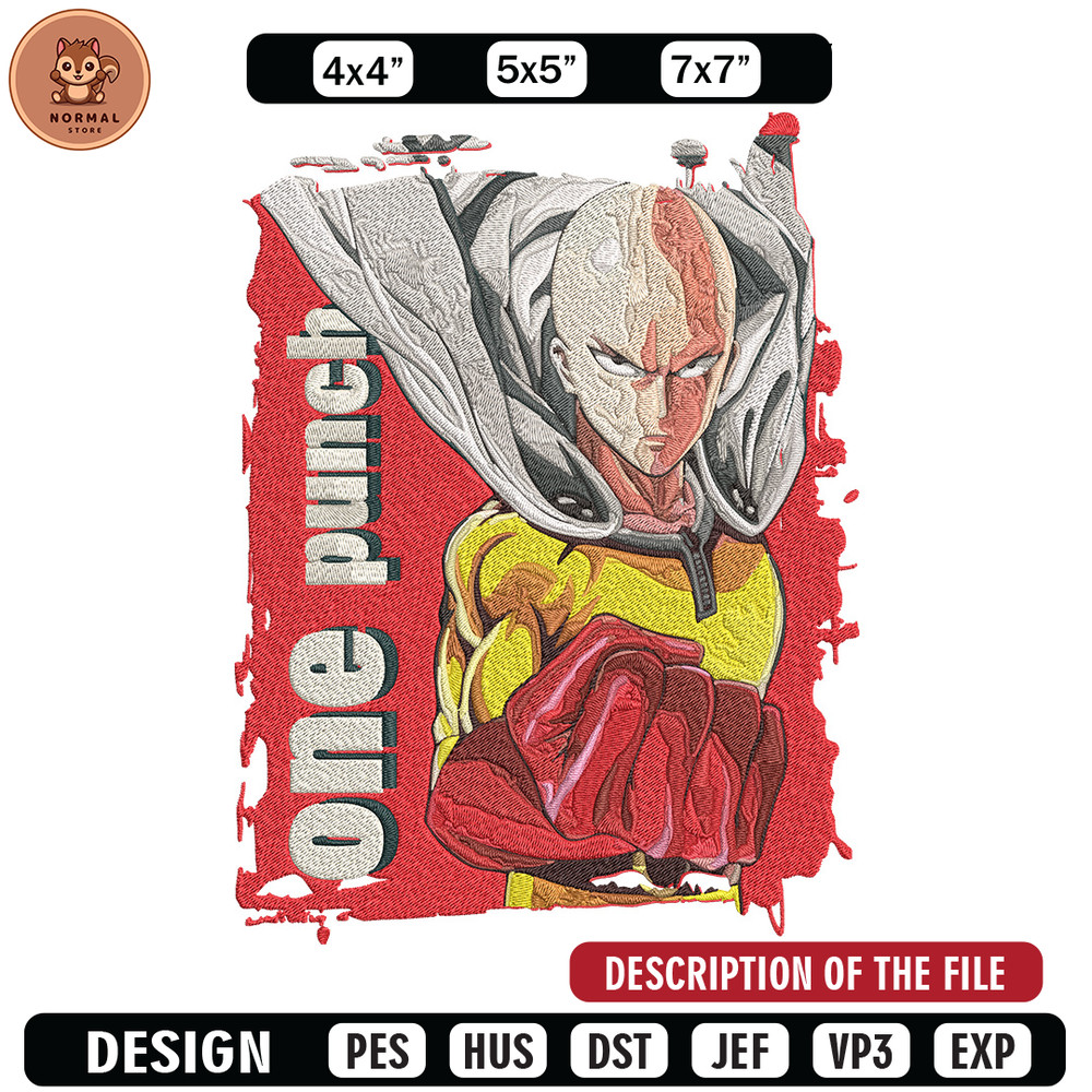 One punch man poster Embroidery Design, One punch man Embroidery, Embroidery File, Anime Embroidery, Anime shirt.jpg