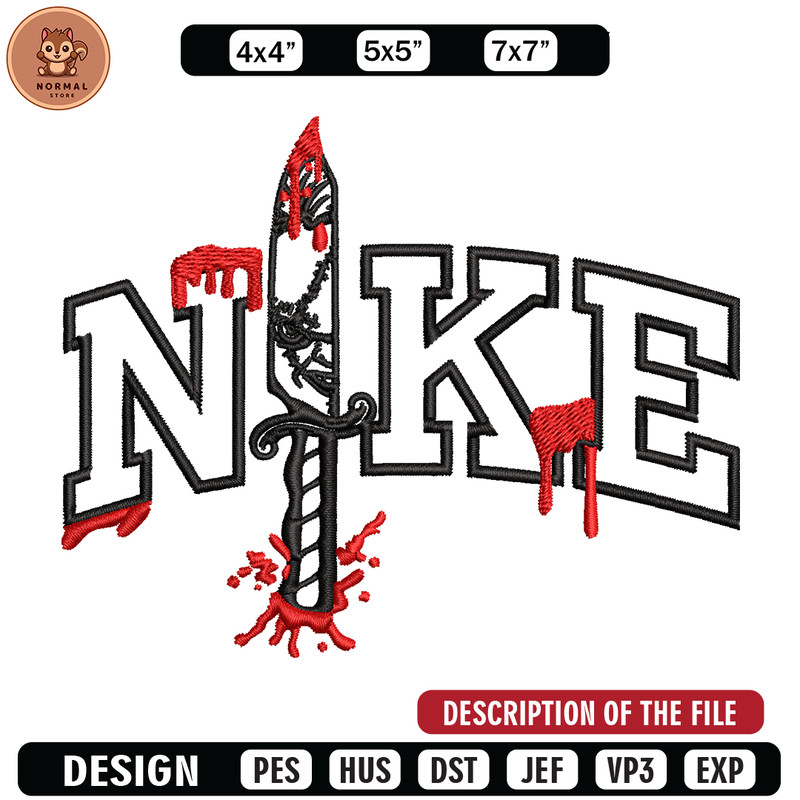 Penniwise Knife Nike Embroidery design, logo Embroidery, Nike design, Embroidery File, logo shirt, Digital download..jpg