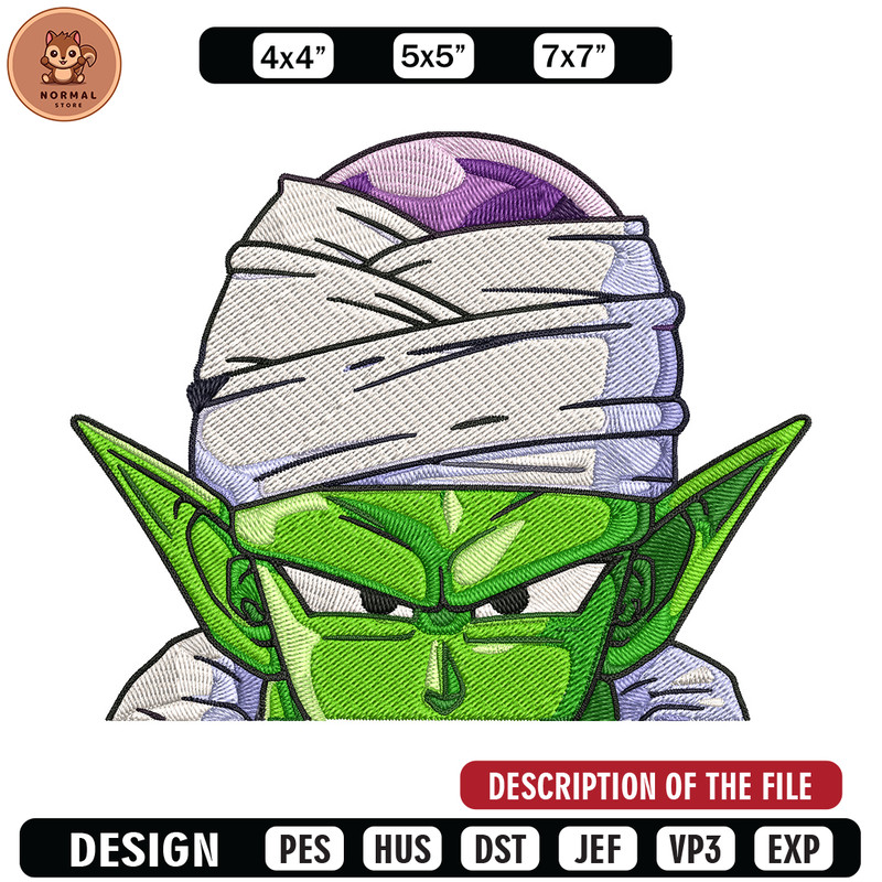 Piccolo Peeker Embroidery Design, Dragonball Embroidery, Embroidery File, Anime Embroidery, Anime shirt,Digital download.jpg