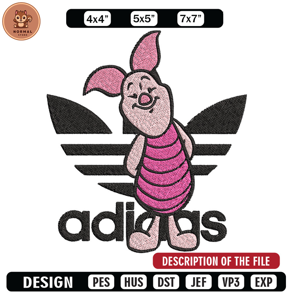 Piglet adidas Embroidery Design, Adidas Embroidery, Brand Embroidery, Embroidery File,Logo shirt,Digital download.jpg