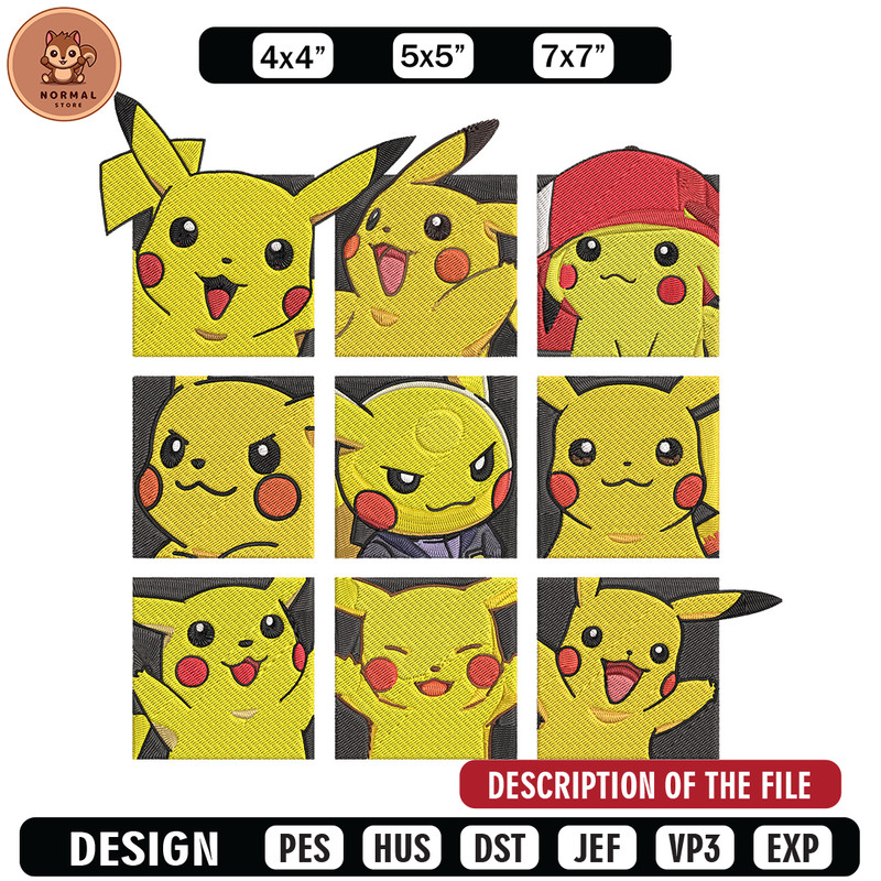 Pikachu mode Embroidery Design, Pokemon Embroidery, Embroidery File, Anime Embroidery, Anime shirt, Digital download..jpg