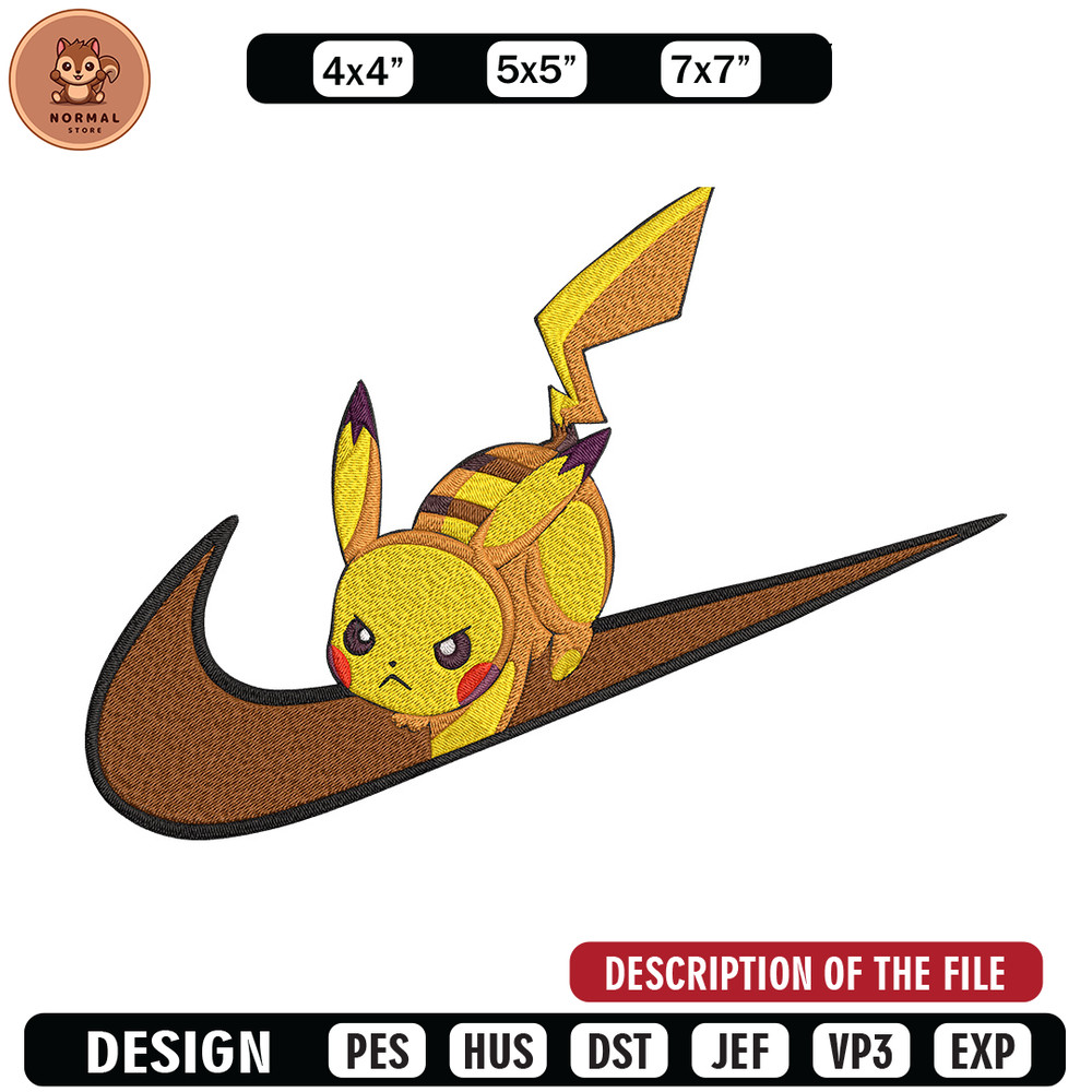 Pikachu x nike Embroidery Design, Pokemon Embroidery, Embroidery File, Nike Embroidery, Anime shirt, Digital download.jpg