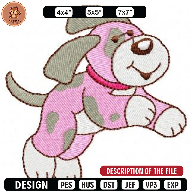 Pink dog embroidery design, Embroidery design, Sale design, Embroidered shirt, Animal Embroidered, digital download.jpg