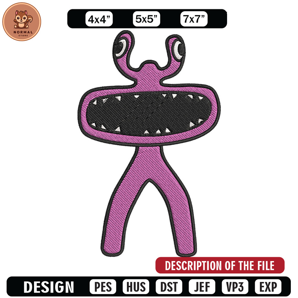 Pink Rainbow Embroidery Design, Rainbow Friends Embroidery, Embroidery File, Anime Embroidery, Digital download..jpg