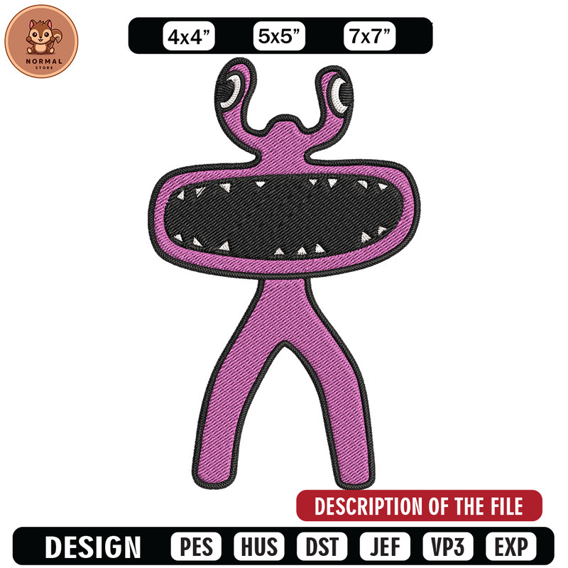 Pink Rainbow Embroidery Design, Rainbow Friends Embroidery, Embroidery File, Anime Embroidery, Digital download..jpg