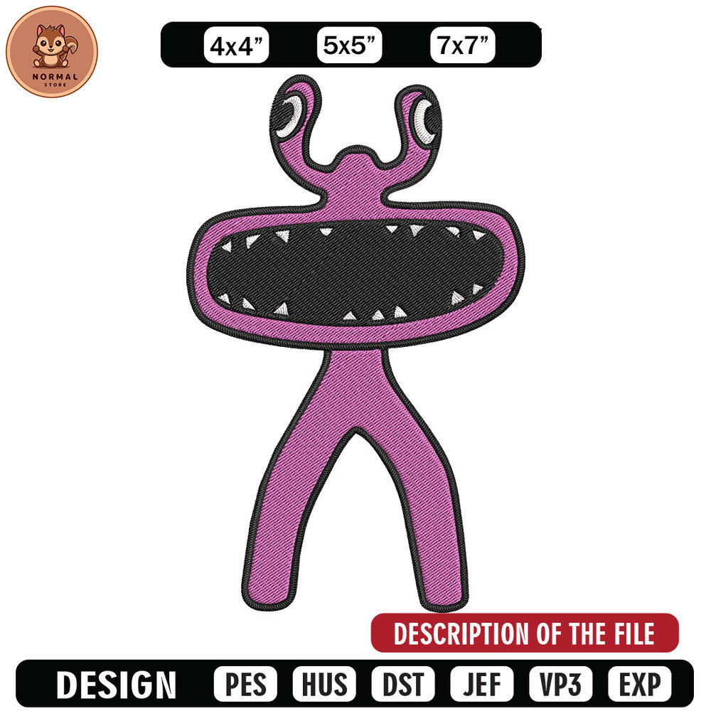 Pink Rainbow Embroidery Design, Rainbow Friends Embroidery, Embroidery File, Anime Embroidery, Digital download.jpg