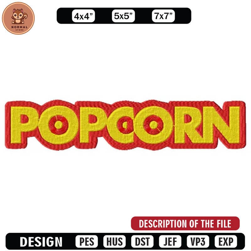 Popcorn logo embroidery design, Logo embroidery, Embroidered shirt, Logo shirt, Logo design, digital download.jpg
