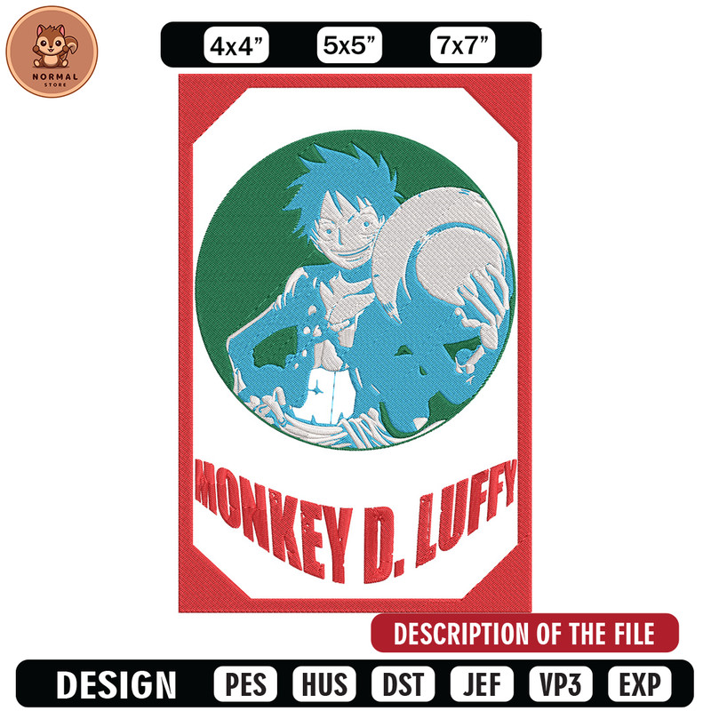 Poster luffy Embroidery Design, One piece Embroidery, Embroidery File, Anime Embroidery, Anime shirt, Digital download.jpg