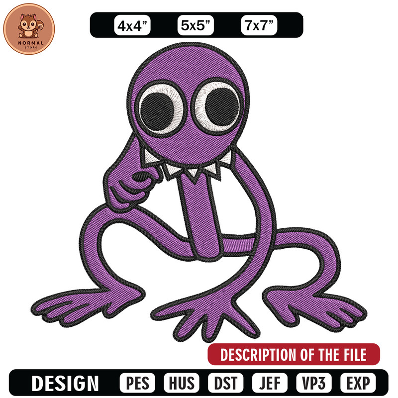 Purple Rainbow Embroidery Design, Rainbow Friends Embroidery, Embroidery File, Anime Embroidery, Digital download.jpg