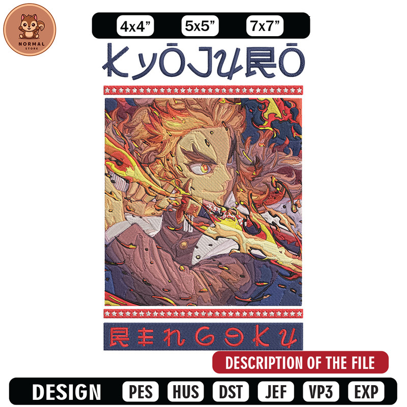 Rengoku Embroidery Design, Demon slayer Embroidery, Embroidery File, Anime Embroidery, Anime shirt, Digital download.jpg