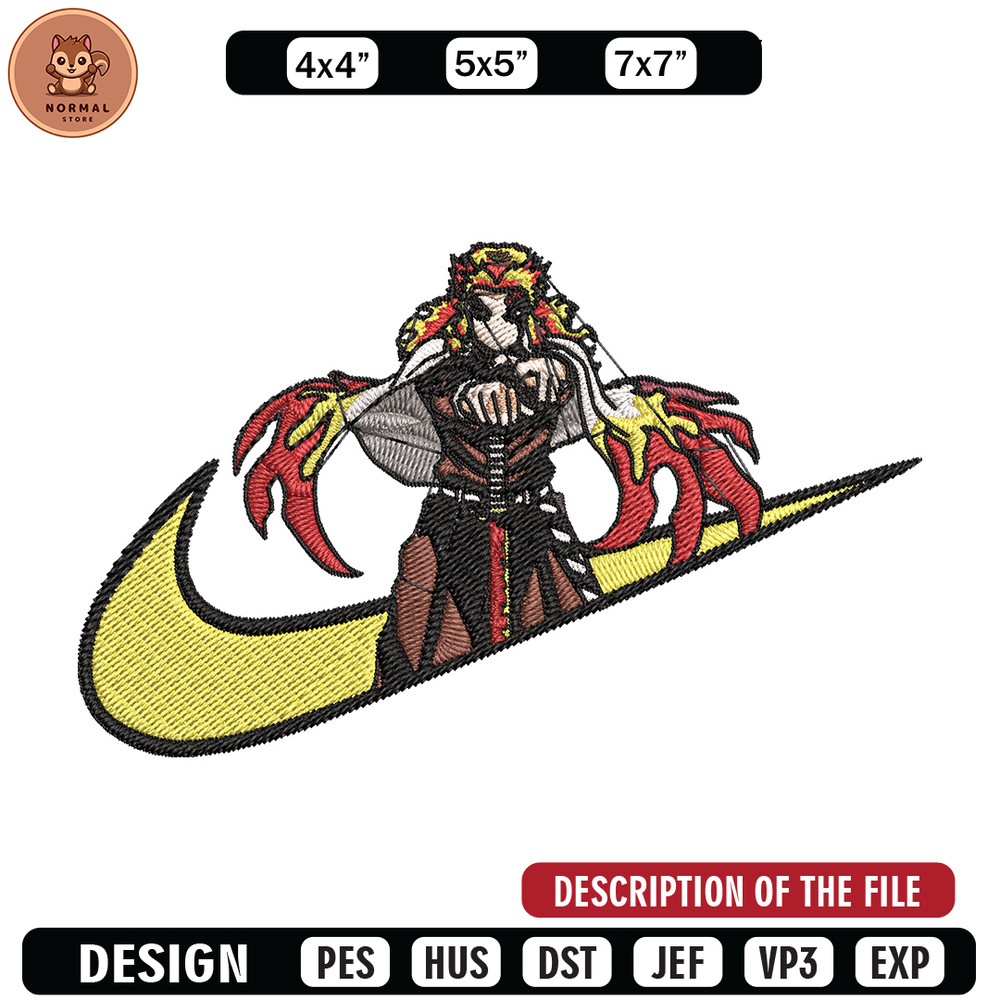 Rengoku nike Embroidery Design, Demon slayer Embroidery, Embroidery File, Nike Embroidery, Anime shirt, Digital download.jpg