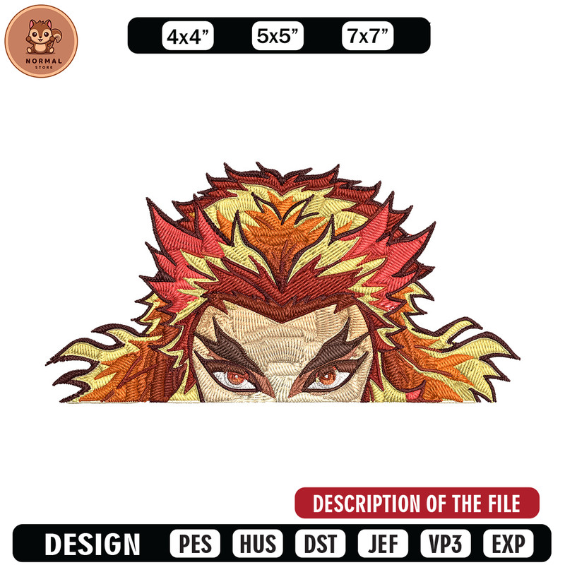 Rengoku Peeker Embroidery Design, Demon slayer Embroidery, Embroidery File, Anime Embroidery, Digital download.jpg
