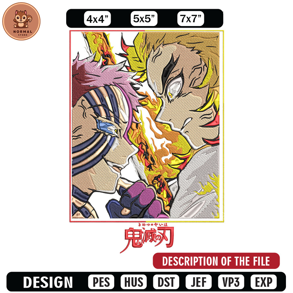 Rengoku vs akaza Embroidery Design,Demon slayer Embroidery,Embroidery File,Anime Embroidery,Anime shirt,Digital download.jpg