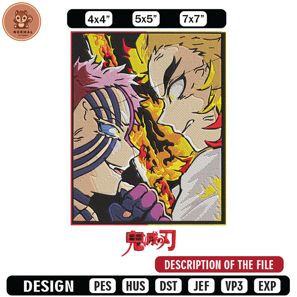 Rengoku x Akaza Embroidery Design, Demon slayer Embroidery, Embroidery File, Anime Embroidery, Digital download.jpg