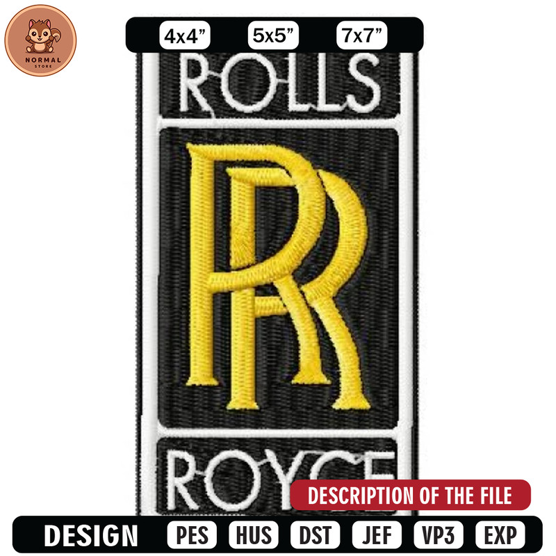 Rolls royce logo embroidery design, Car Embroidery, Car design, Logo design, Embroidered shirt, digital download.jpg