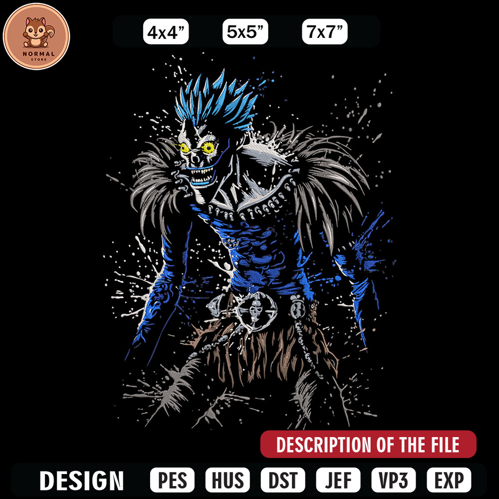 Ryuk Embroidery Design, Death note Embroidery, Embroidery File, Anime Embroidery, Anime shirt, Digital download.jpg