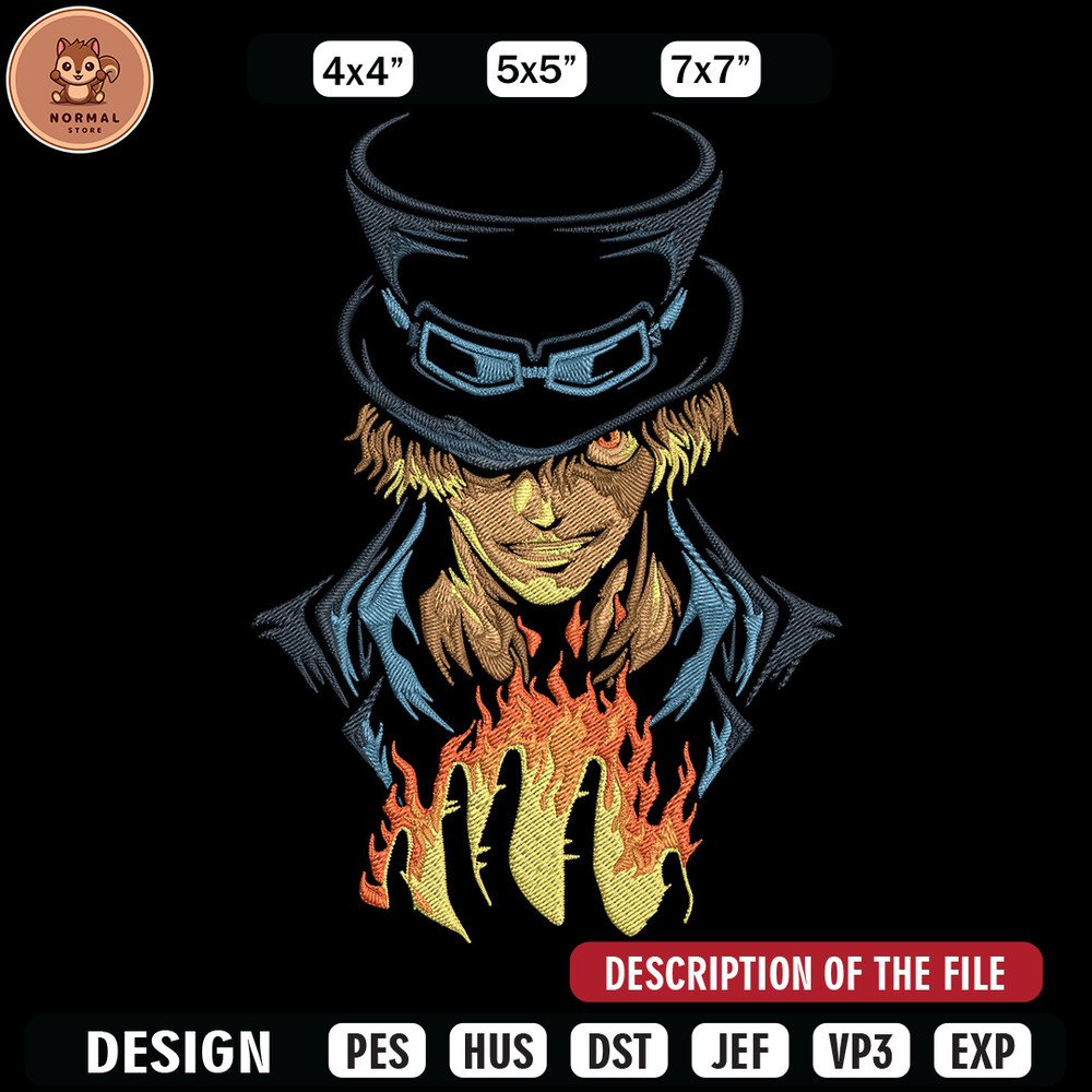 Sabo poster Embroidery Design,One piece Embroidery, Embroidery File, Anime Embroidery, Anime shirt, Digital download.jpg