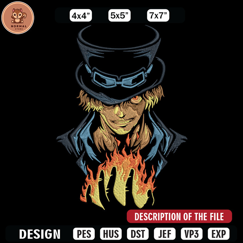 Sabo poster Embroidery Design,One piece Embroidery, Embroidery File, Anime Embroidery, Anime shirt, Digital download.jpg