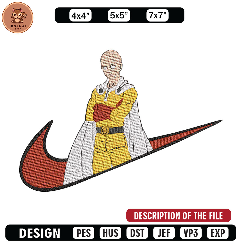Saitama nike Embroidery Design, One punch man Embroidery, Embroidery File,Nike Embroidery, Anime shirt, Digital download.jpg