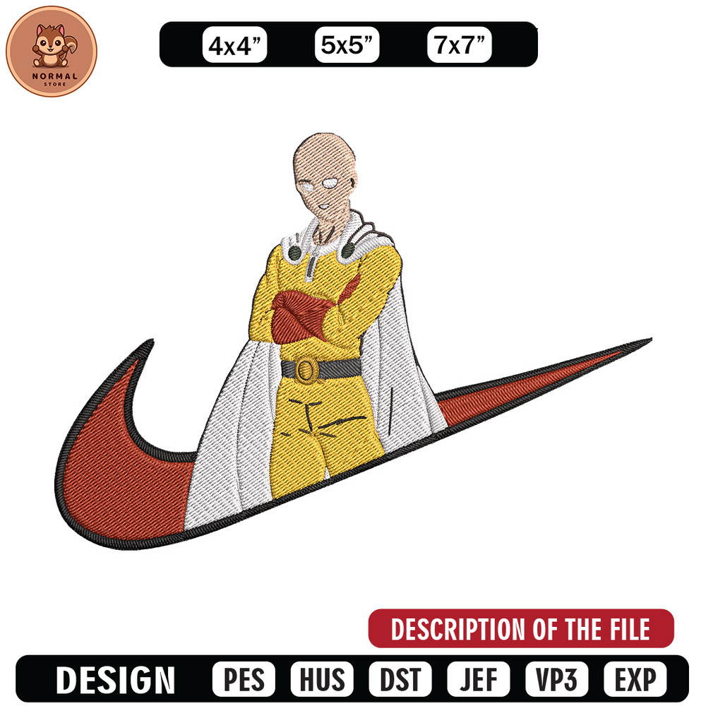 Saitama nike Embroidery Design,One punch man Embroidery, Embroidery File, Nike Embroidery, Anime shirt,Digital download.jpg
