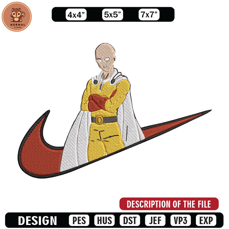 Saitama nike Embroidery Design,One punch man Embroidery, Embroidery File, Nike Embroidery, Anime shirt,Digital download.jpg