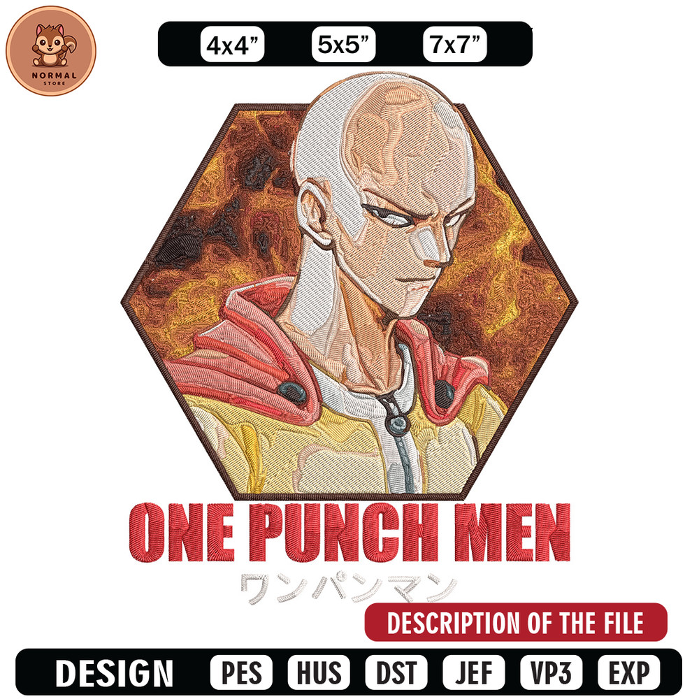 Saitama poster Embroidery Design, One punch man Embroidery, Embroidery File, Anime Embroidery, Anime shirt.jpg