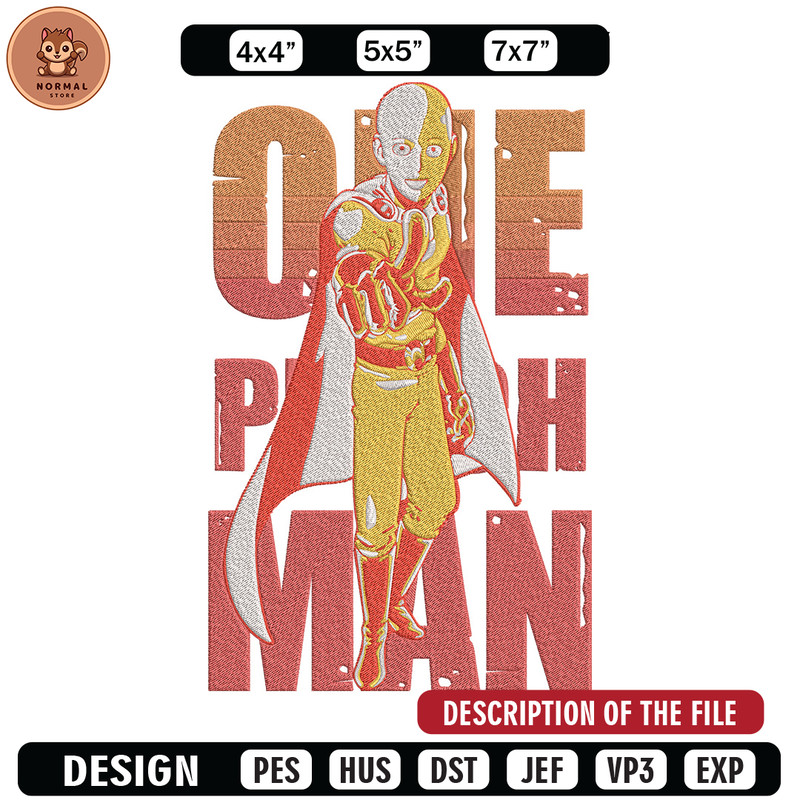 Saitama poster Embroidery Design, One punch man Embroidery, Embroidery File, Anime Embroidery,Anime shirt..jpg