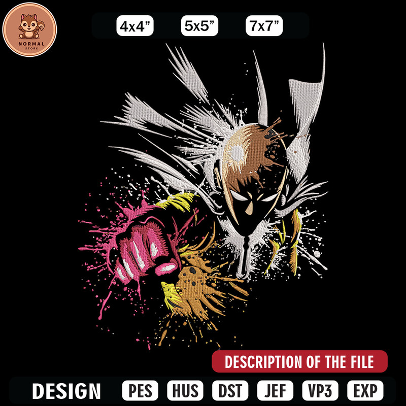 Saitama punch Embroidery Design, One punch man Embroidery,Embroidery File, Anime Embroidery,Anime shirt,Digital download.jpg