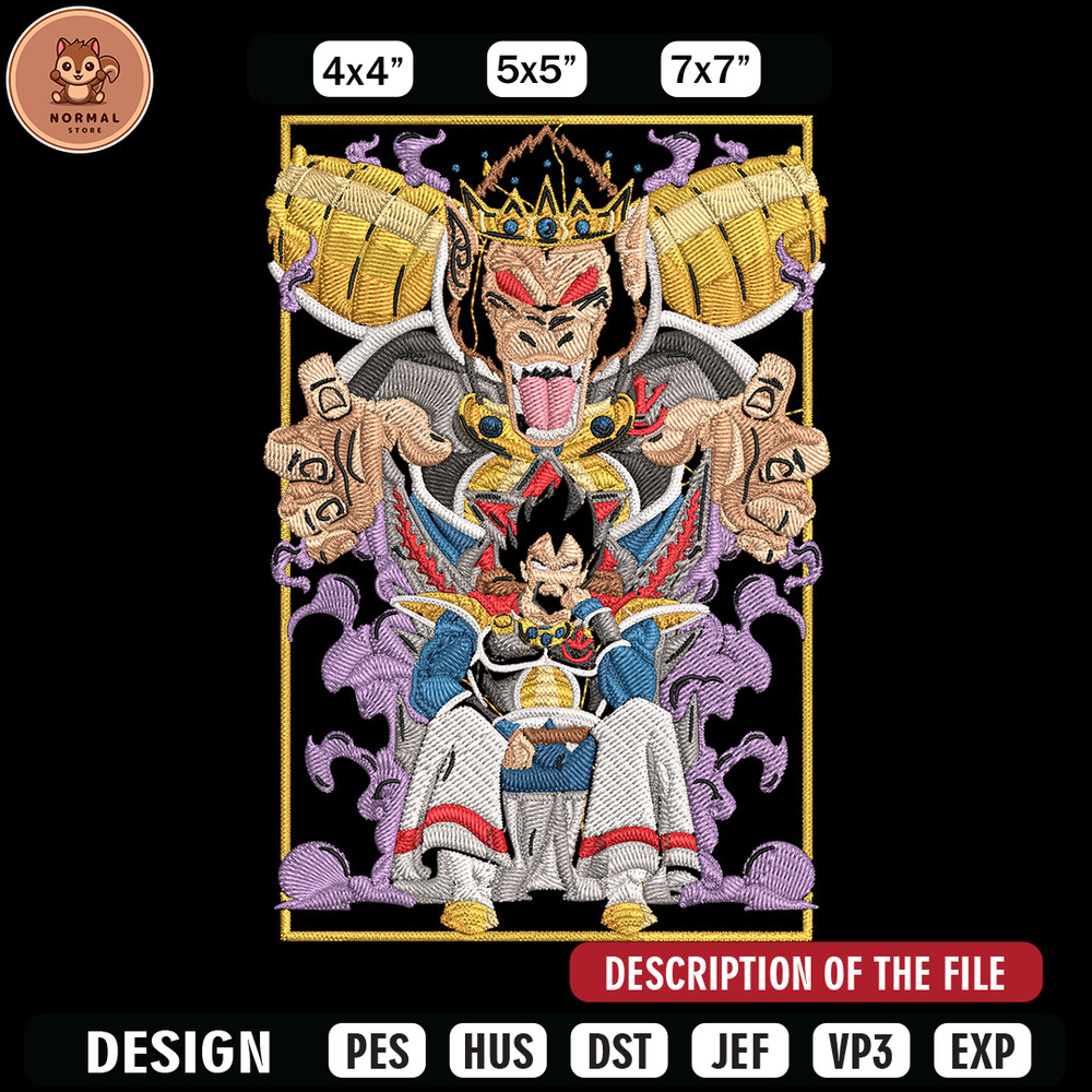 Saiyan king Embroidery Design, Dragonball Embroidery, Embroidery File, Anime Embroidery, Anime shirt, Digital download.jpg