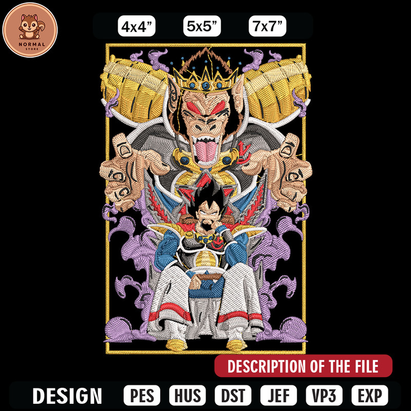 Saiyan king Embroidery Design, Dragonball Embroidery, Embroidery File, Anime Embroidery, Anime shirt, Digital download.jpg