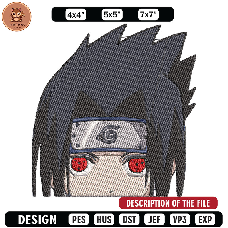 Sasuke Peeker Embroidery Design, Naruto Embroidery, Embroidery File, Anime Embroidery, Anime shirt, Digital download.jpg