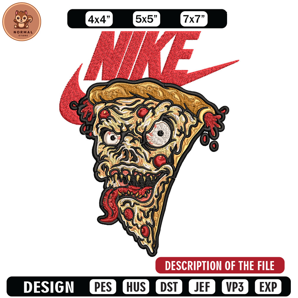 Scary Monster Pizza Nike Embroidery design, Monster Pizza Embroidery, Nike design, Embroidery file, Instant download..jpg